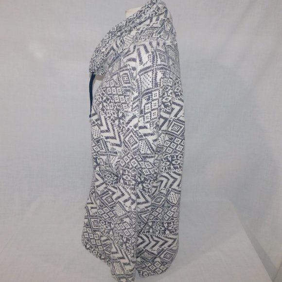 CHAPS womens 2XL White Navy Blue Aztec south west Cowl Neck Pullover Sweater - Picture 6 of 9